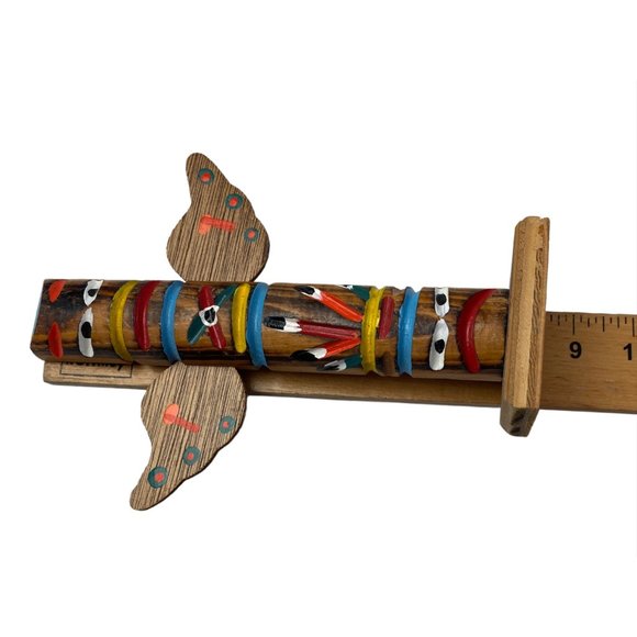 Vintage Native American Alaskan Hand Painted Wooden Miniature Totem Pole 8.5" - Picture 3 of 4